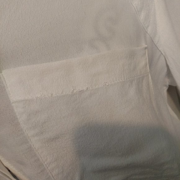 Silence+Noise Sheer Back White Button Down Blouse Med - Picture 7 of 8